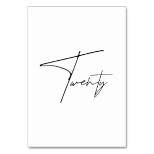 Elegant Calligraphic Wedding Table 20 table Number