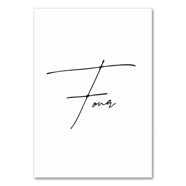 Elegant Calligraphic Wedding Table 4 table Number (Front)
