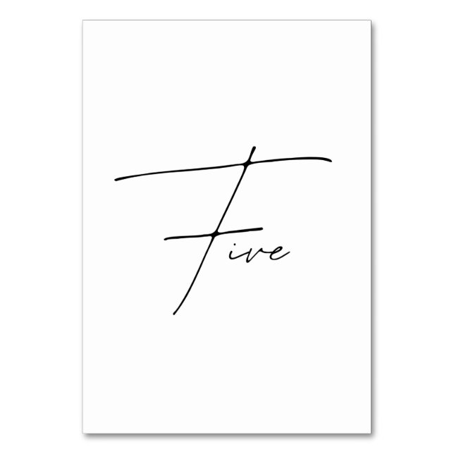 Elegant Calligraphic Wedding Table 5 table Number (Front)