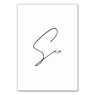 Elegant Calligraphic Wedding Table 6 table Number