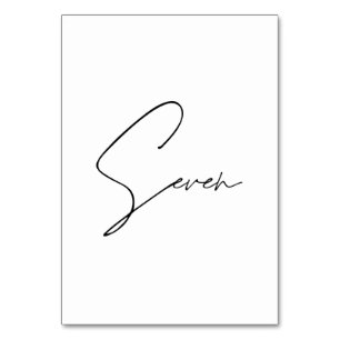 Elegant Calligraphic Wedding Table 7 table Number