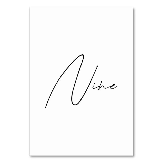 Elegant Calligraphic Wedding Table 9 table Number (Front)