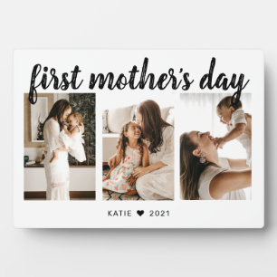 Elegant Calligraphy 3 Photo Mother’s Day Keepsake  Plaque