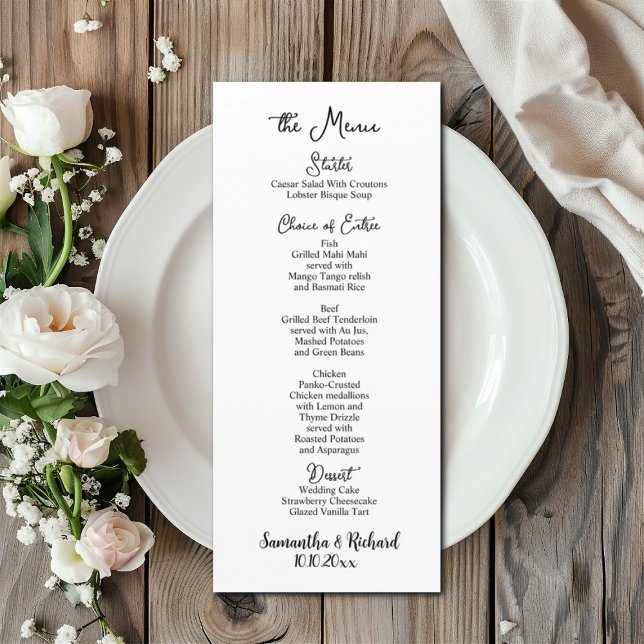 Elegant Calligraphy 4x9" Wedding Table Menu  (Creator Uploaded)