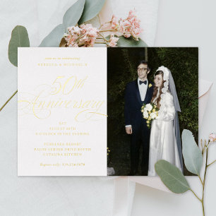 Elegant Calligraphy 50th Golden Anniversary Photo