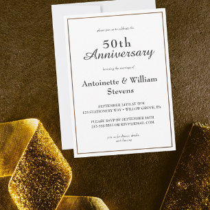 Elegant Calligraphy 50th Wedding Anniversary  Invitation