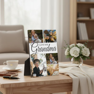 Elegant Calligraphy 5-Photo Collage Mother's Day Plaque