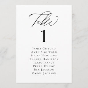 Elegant Calligraphy 5x7 Table Number Card
