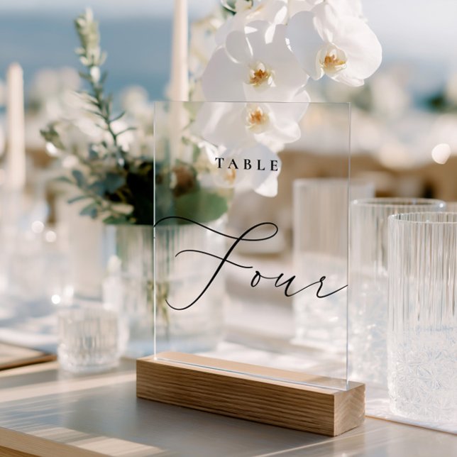 Elegant Calligraphy Acrylic Sign Table Number Four (Elegant Calligraphy Acrylic Sign Table Number Four)
