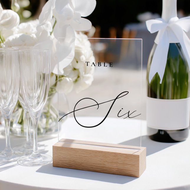 Elegant Calligraphy Acrylic Sign Table Number Six (Elegant Calligraphy Acrylic Sign Table Number Six)