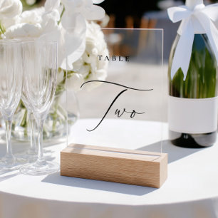Elegant Calligraphy Acrylic Sign Table Number Two