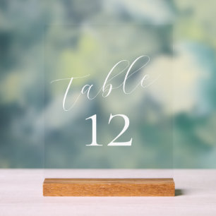 Elegant Calligraphy Acrylic Wedding Table Numbers Sign
