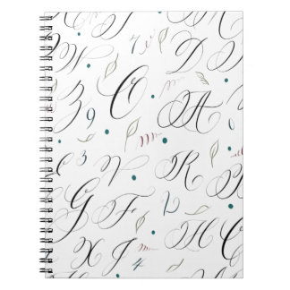 Elegant Calligraphy Alphabet Spiral Note Book