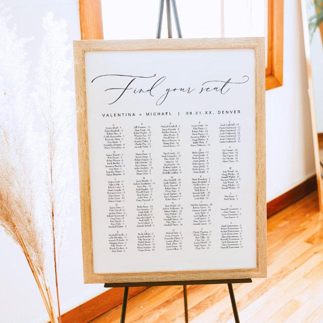 Elegant Calligraphy Alphabetical Wedding Seating Poster (Creator Uploaded)