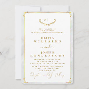 ELEGANT CALLIGRAPHY AND FRAME GOLDEN CHIC WEDDING INVITATION