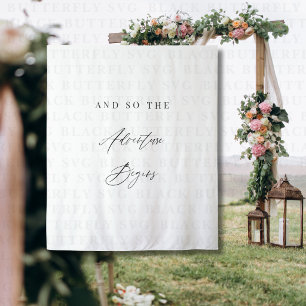 Elegant Calligraphy “And So The Adventure Begins” Tapestry
