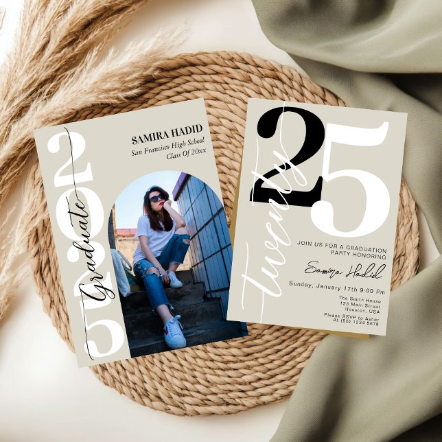 Elegant Calligraphy Arch Photo Graduation Party Invitation (Creator Uploaded)