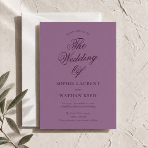 Elegant Calligraphy Aubergine Wedding Invitation