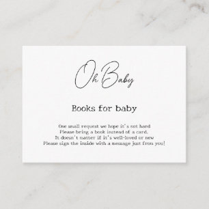 Elegant Calligraphy Baby Shower Books for baby Enclosure Card