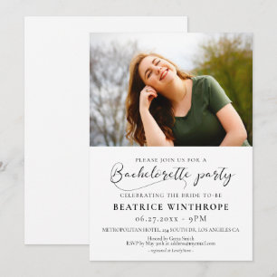 Elegant calligraphy Bachelorette Party photo Invitation