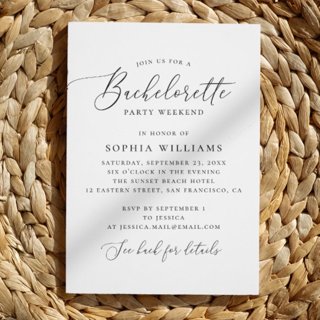 Elegant calligraphy bachelorette party weekend invitation (Creator Uploaded)
