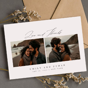 Elegant Calligraphy Beach Photo QR Code Wedding Invitation