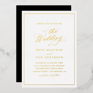 Elegant calligraphy black and gold foil wedding