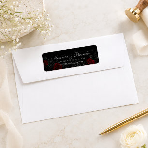 Elegant Calligraphy Black and Red Floral Wedding