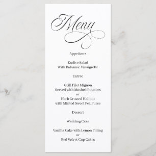 Elegant Calligraphy Black and White Menu