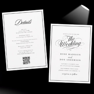 Elegant calligraphy black and white wedding invitation