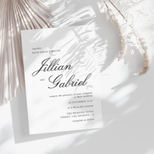 Elegant calligraphy black and white wedding invitation