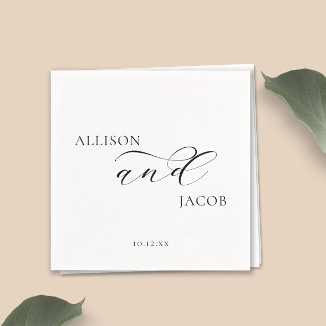Elegant Calligraphy Black and White Wedding Napkin (Creator Uploaded)