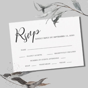 Elegant Calligraphy Black and White Wedding RSVP Card