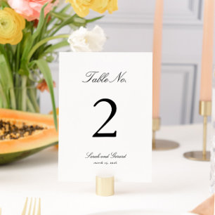 Elegant Calligraphy Black and White Wedding Table Number