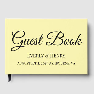 Elegant Calligraphy Black and Yellow Wedding  Guest Book
