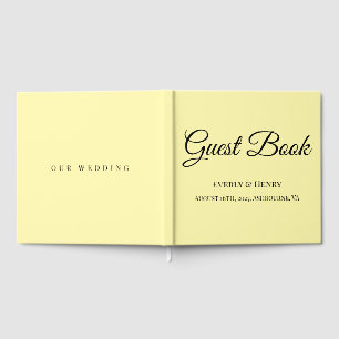 Elegant Calligraphy Black and Yellow Wedding  Guest Book