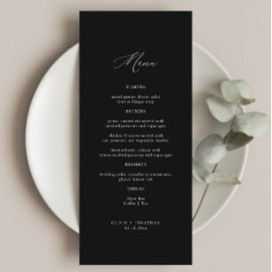 Elegant Calligraphy Black Wedding  Menu