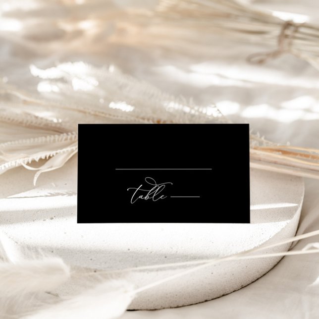 Elegant Calligraphy Black Wedding Table Number Place Card (Creator Uploaded)