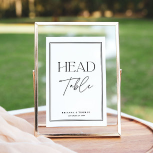 Elegant Calligraphy Black & White "Head Table" Table Number