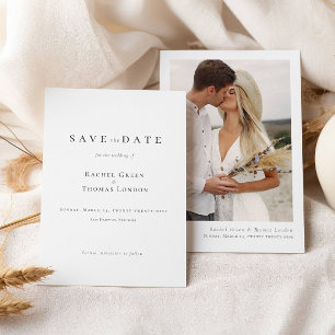 Elegant Calligraphy Black White Photo Wedding Save The Date