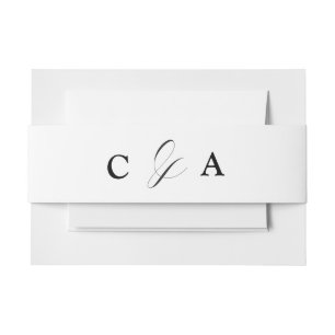 Elegant Calligraphy Black White Wedding Belly Band Invitation Belly Band