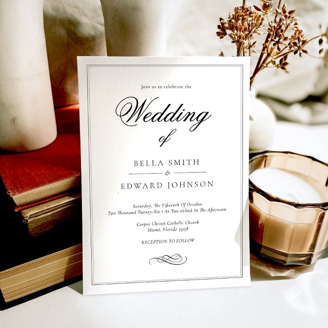 Elegant Calligraphy Black White Wedding Invitation (Creator Uploaded)
