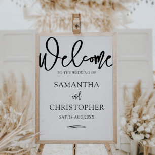 Elegant Calligraphy Black & White Wedding Sign