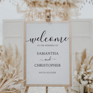 Elegant Calligraphy Black & White Wedding Sign
