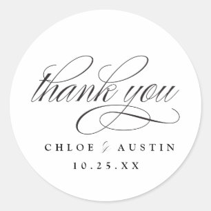 Elegant Calligraphy Black White Wedding Stickers