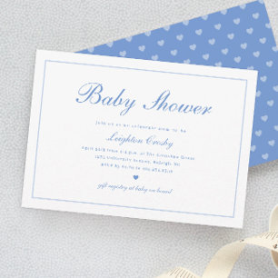 Elegant Calligraphy Blue Baby Shower Invitation