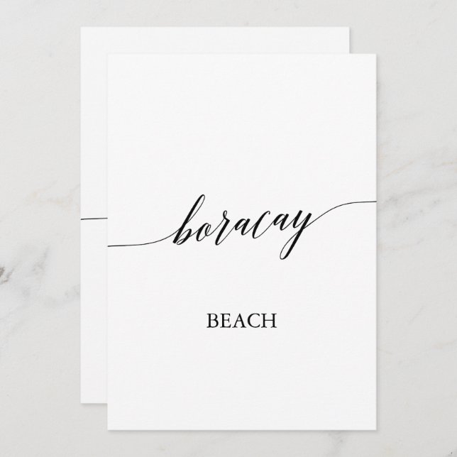Elegant Calligraphy Boracay Beach Table Number (Front/Back)