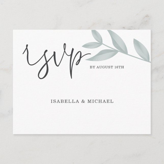 Elegant calligraphy Botanical Wedding Rsvp Postcard (Front)