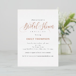 Elegant Calligraphy Bridal Shower Real Rose Gold F