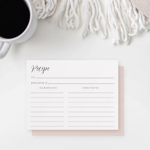 Elegant Calligraphy Bridal Shower Recipe Card